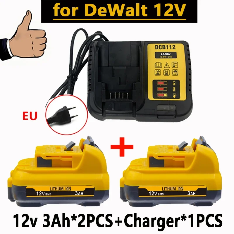 Pro Dewalt 12V lithiovou baterii 2/6AH kompatibilní DCB120 DCB124 DCB122 DCB123 DCB125 elektrické nářadí šroubovák laserový vodováha - náhled 4