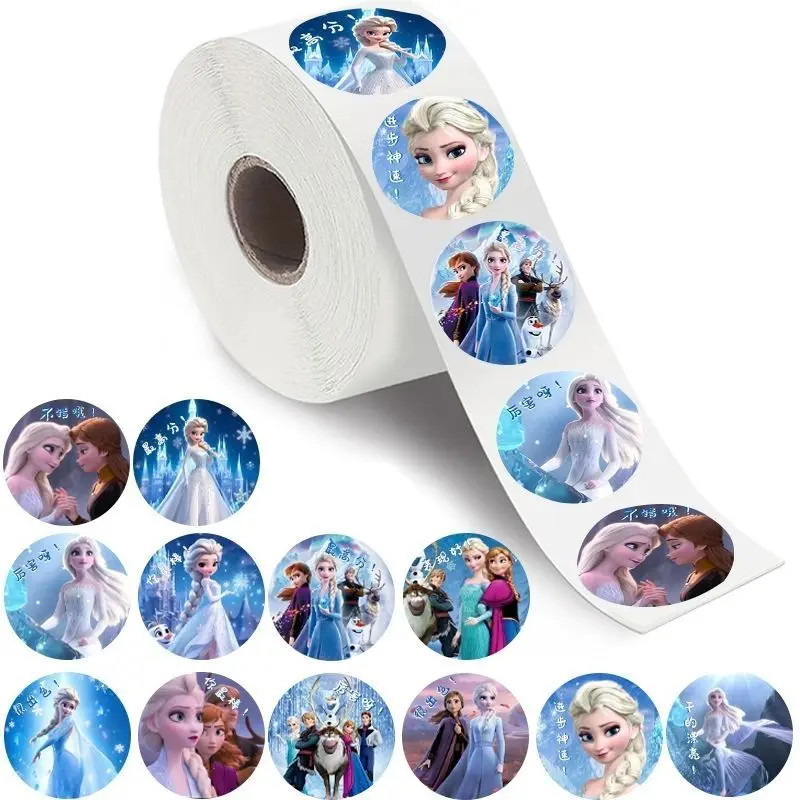 Cartoon Disney Frozen Elsa New Cute Children's Student Creative Animation Do-it-Yourself Decoration Princess Round Label Sticker