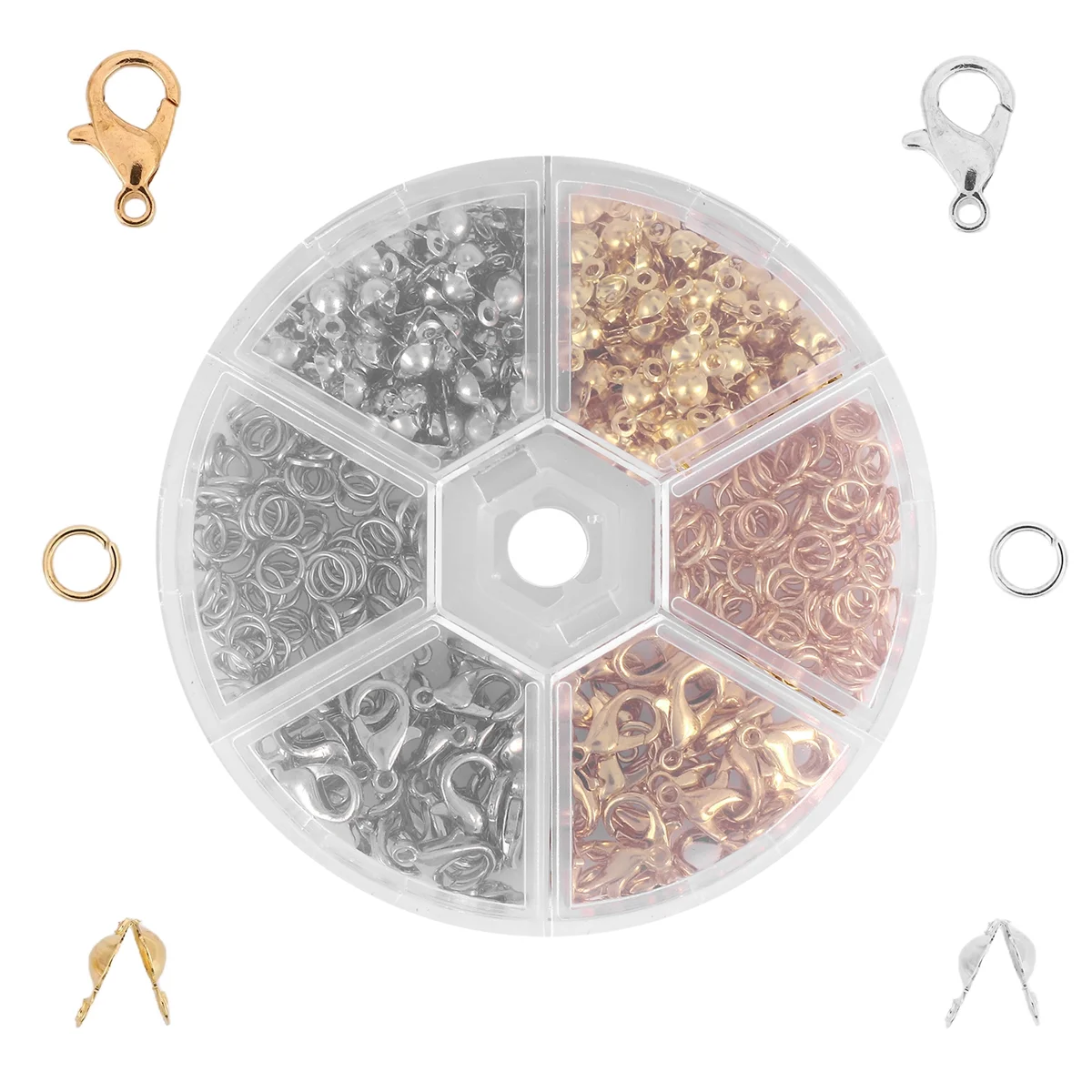 FZFZ 450 ピース/箱ジュエリー作成キットロブスタークラスプオープンジャンプリングエンド圧着ビーズボックス手作りブレスレットネックレス所見