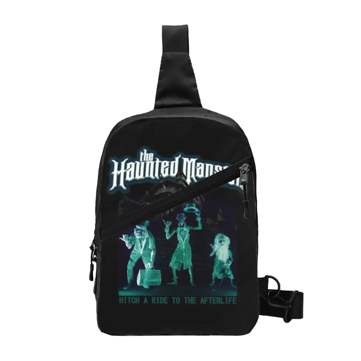 Cool The Haunted Mansion Crossbody Sling Backpack Men Grim Grinning Ghost Shoulder Chest Bags for Travel Cycling