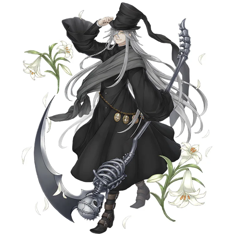 Black Butler - Peruca Undertaker COS com couro cabeludo realista peruca longa e reta