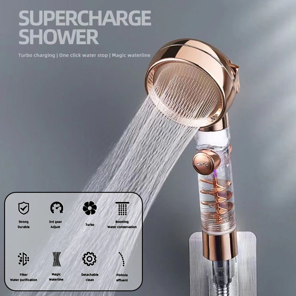 High Pressure Turbo-Boost  Shower Head 3 Gear Adjustment Shower Head For Home Bathroom