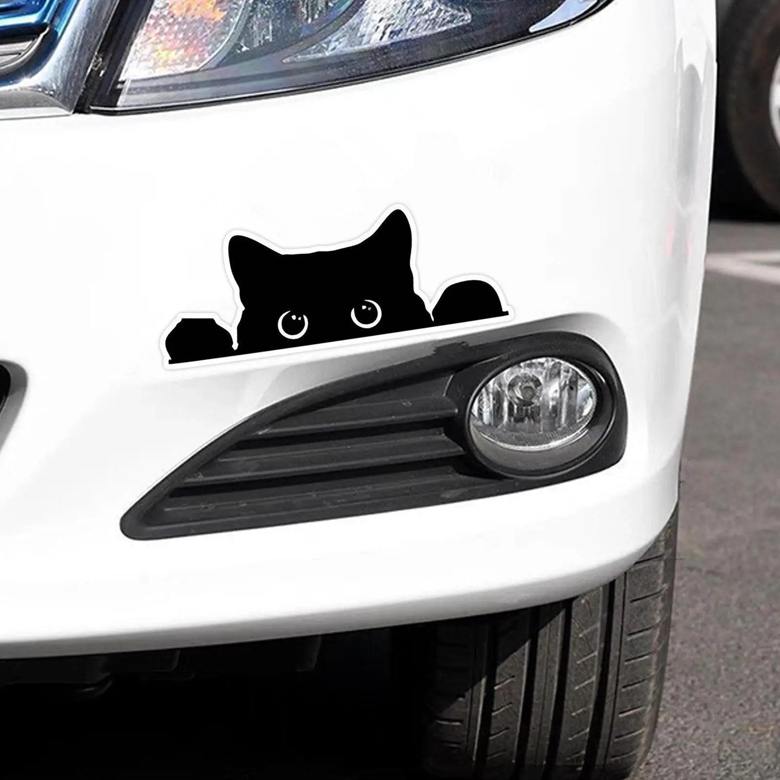 Black Cat Car Stickers Peeking Cat Waterproof Stickers Removable Black Cat Stickers For Bumpers Helmets Laptops Suitcases