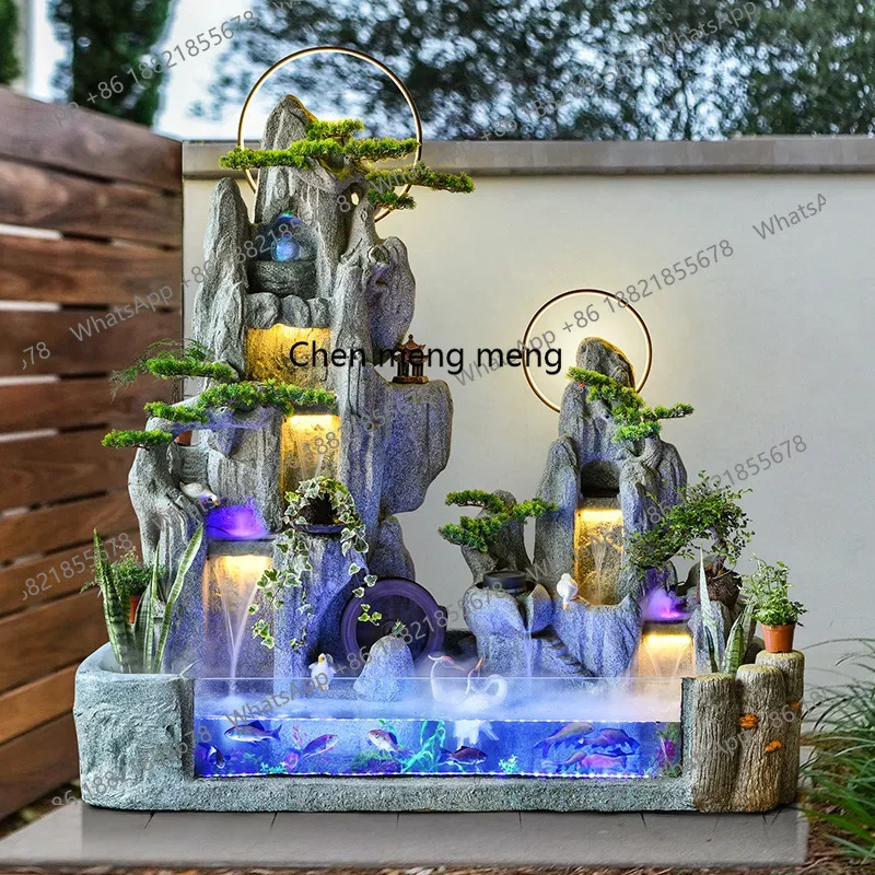 H178H178Large, feng shui wheel ornament, office lucky fish tank floor-to-ceiling bonsai living room decoration