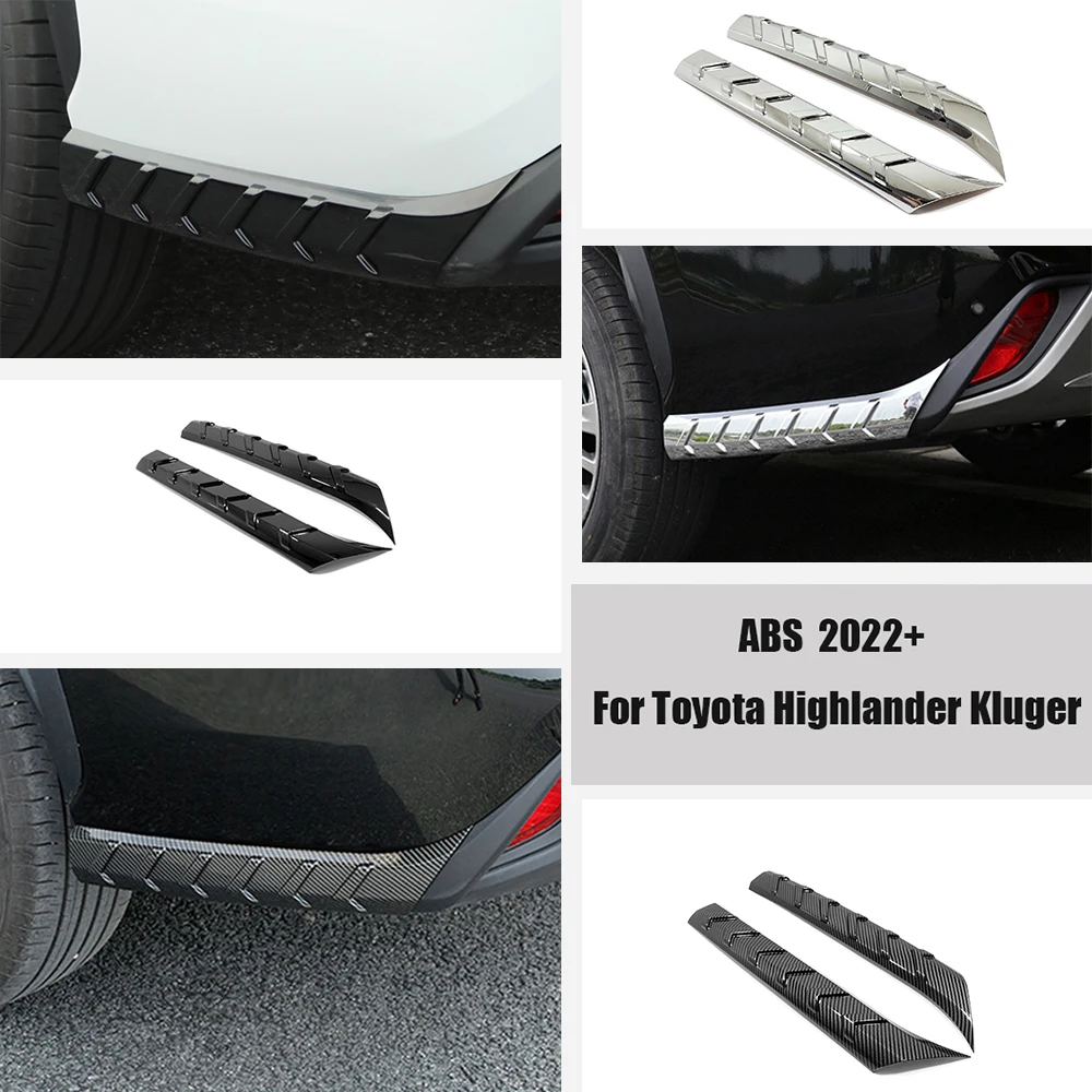 

For Toyota Highlander Kluger 2020 21 2022 ABS chrome Car back rear guard Corner strip frame Cover Trim Sticker Auto Accessories