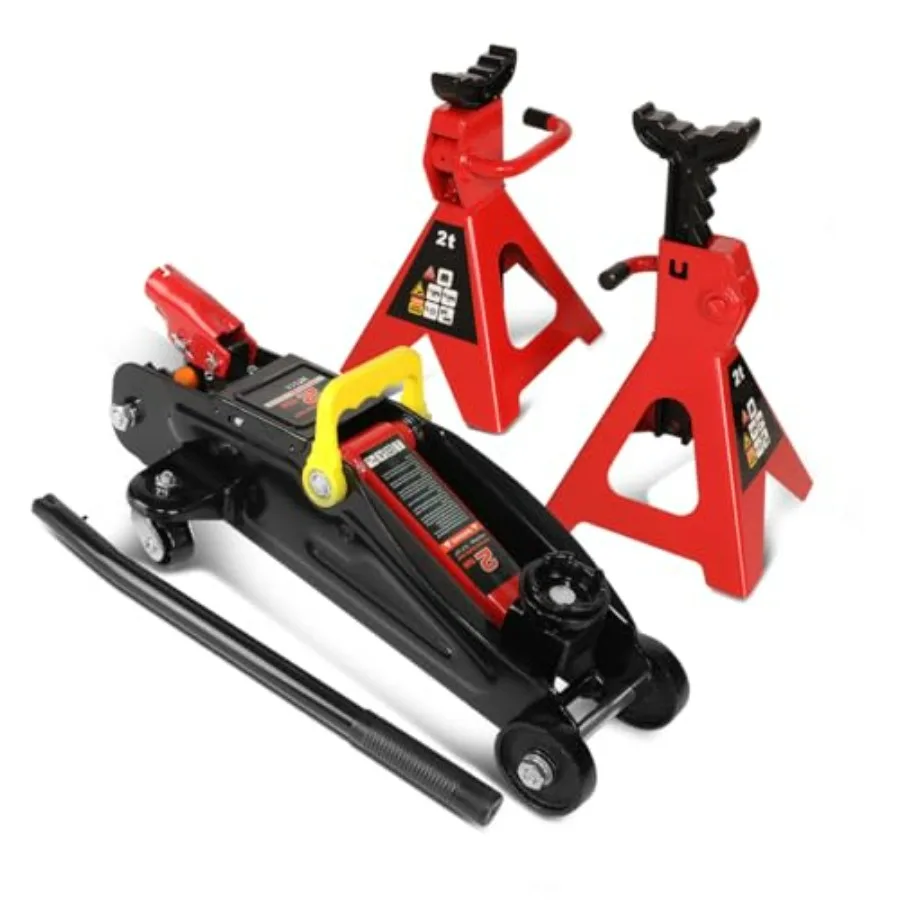 

2 Ton Floor Jack with Jack Stands Heavy Duty Steel Hydraulic Racing Floor Jack with Single Piston Quick Lift Pump Hydraulic Tro