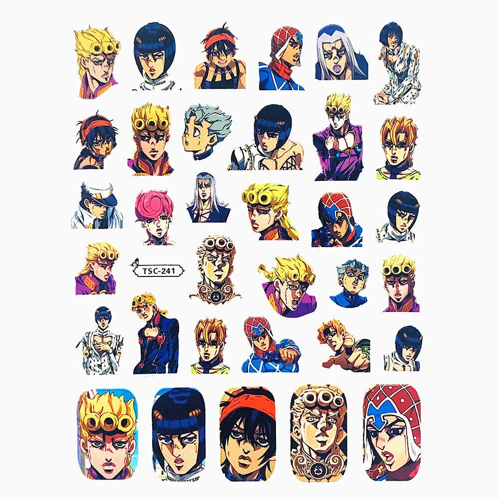 TSC-241 TSC-261 TSC-272 TSC-404 Japanse Cartoon Anime Karakters 3D Terug Lijm Nail Art Stickers Decals Sliders Nail Ornament