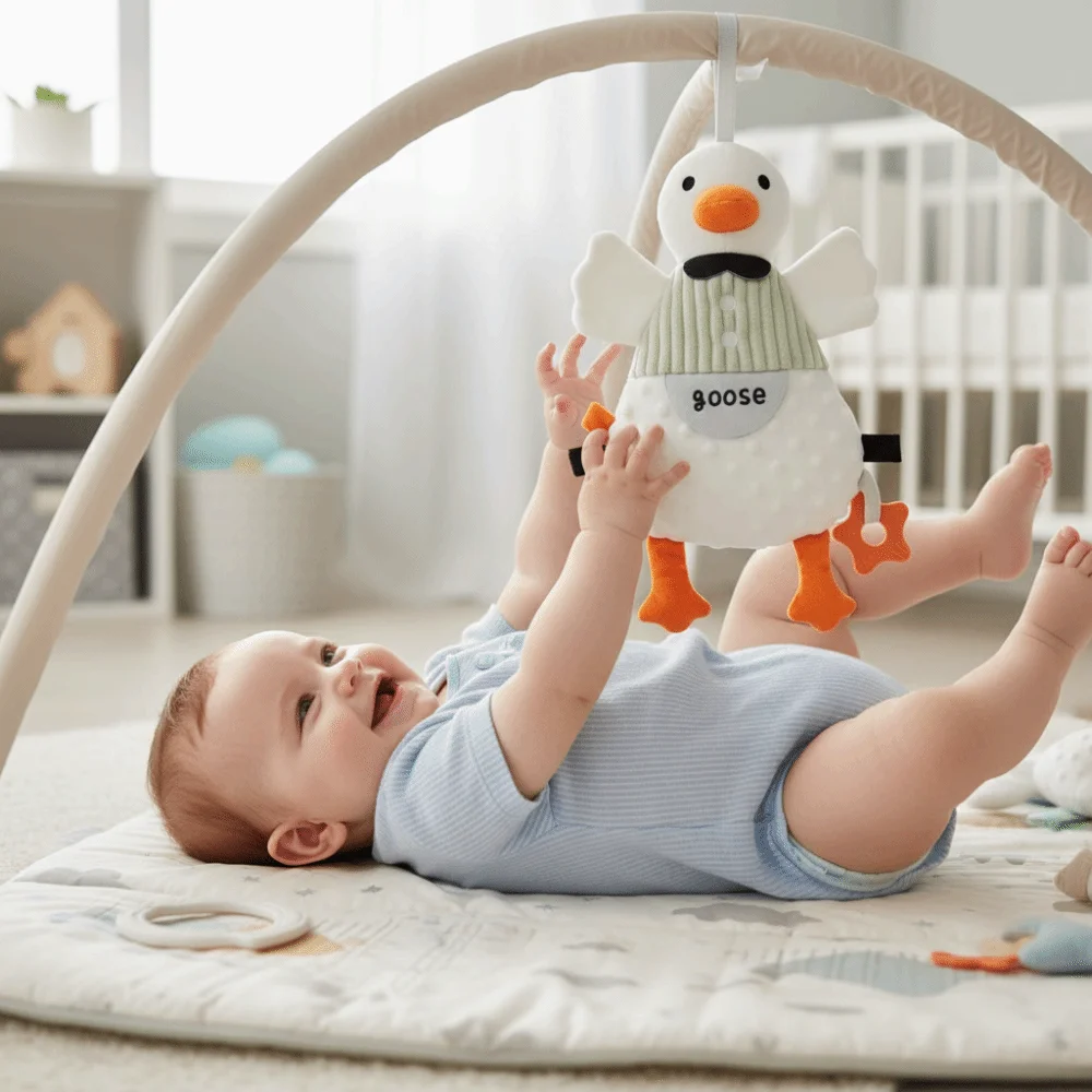 

Мягкая плюшевая игрушка-погремушка в виде животного с пищалкой и ручкой для захвата, сенсорная игрушка с шуршащим звуком