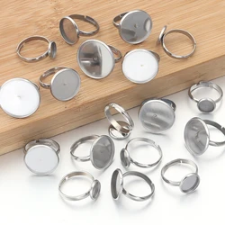 10pcs Adjustable Stainless Steel Ring Holder Fit 8 10 14 16 18 20mm Glass Cabochon Setting Base DIY Ring Jewelry Making Supplies