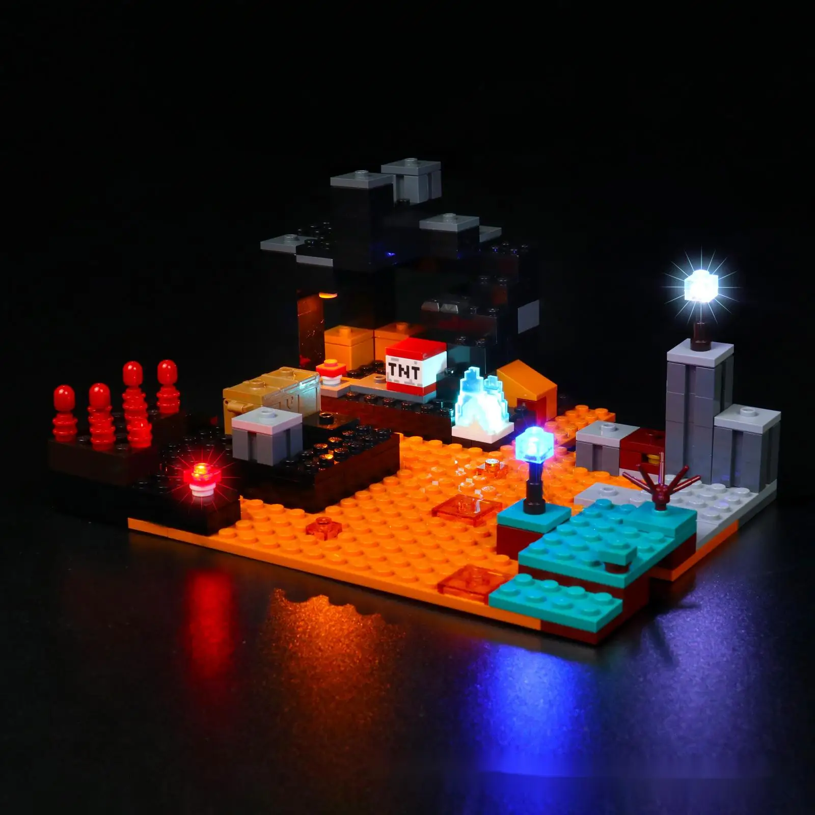 MINISO LED Light For 21185 Minecraft My World The Nether Bastion Decorative Lamp With Battery Box (Not Include Building Blocks)