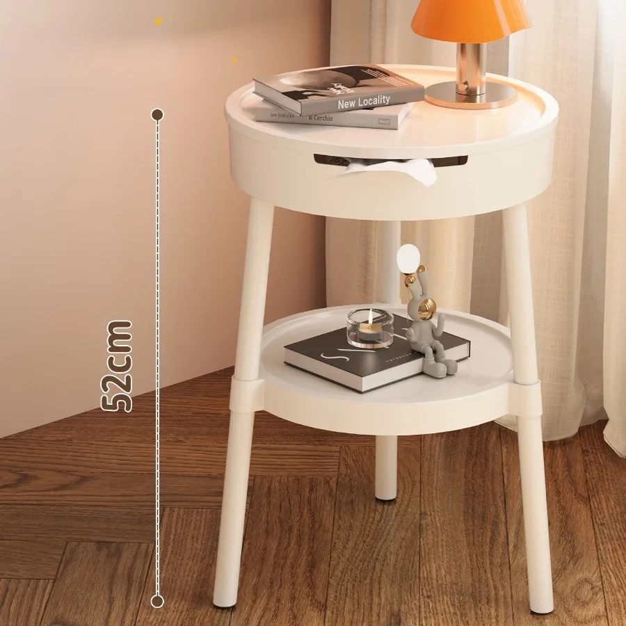 Sofa Side Coffee Shop Creative Cream Style Coffee Table Movable Living Room Bedside Table with Storage Tea Table Decoration