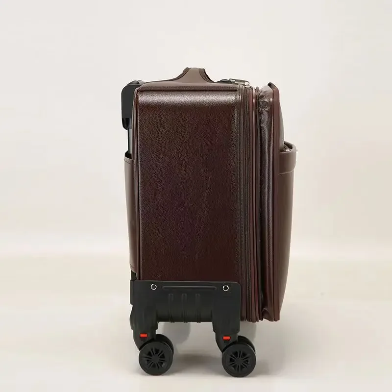 Valise à roulettes en cuir avec verrouillage par mot de passe, valise de voyage universelle, étui d'embarquement d'affaires, 16 po, 18 po, 19 po