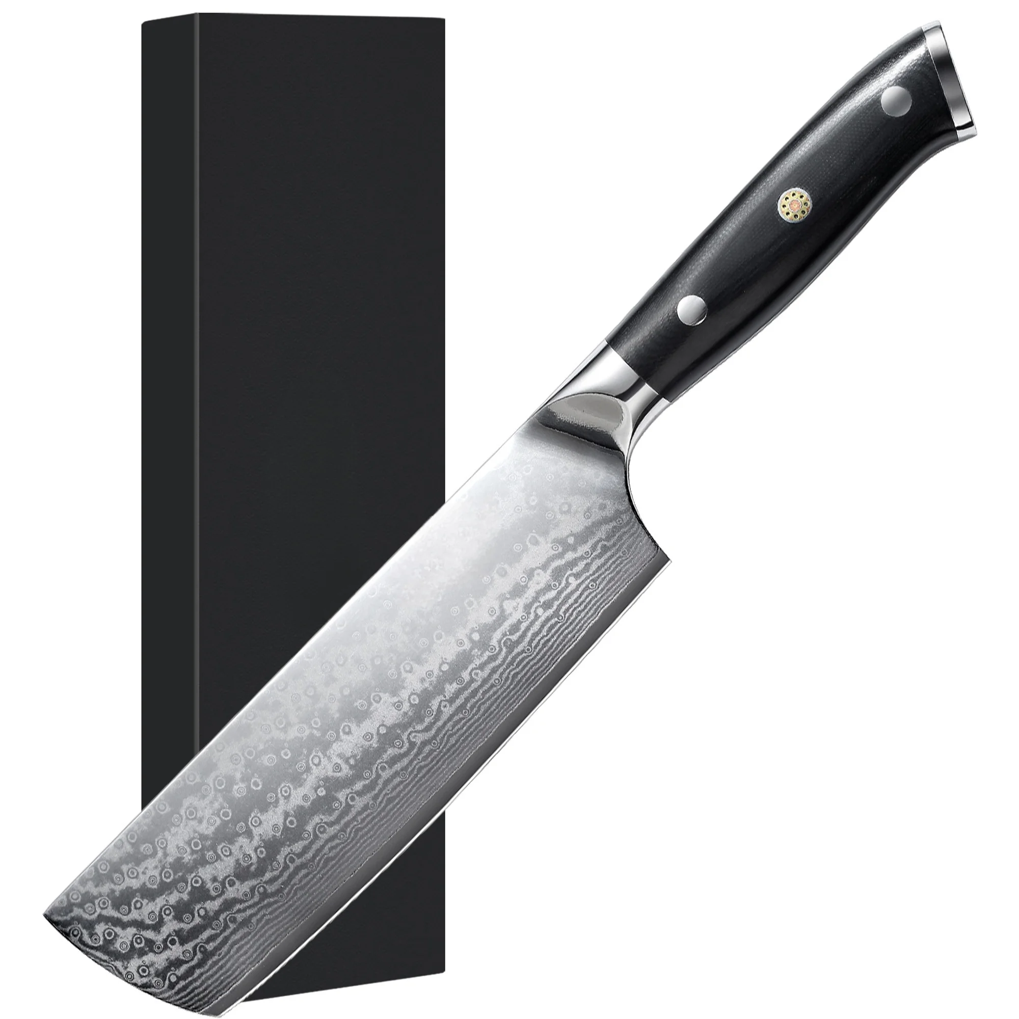 

7 "Ultra Sharp 67-Layer Damascus Steel Blade With Black G10 Fiberglass Handle Meat Cleaver Nakiri Knife Kitchen Chef's Knife
