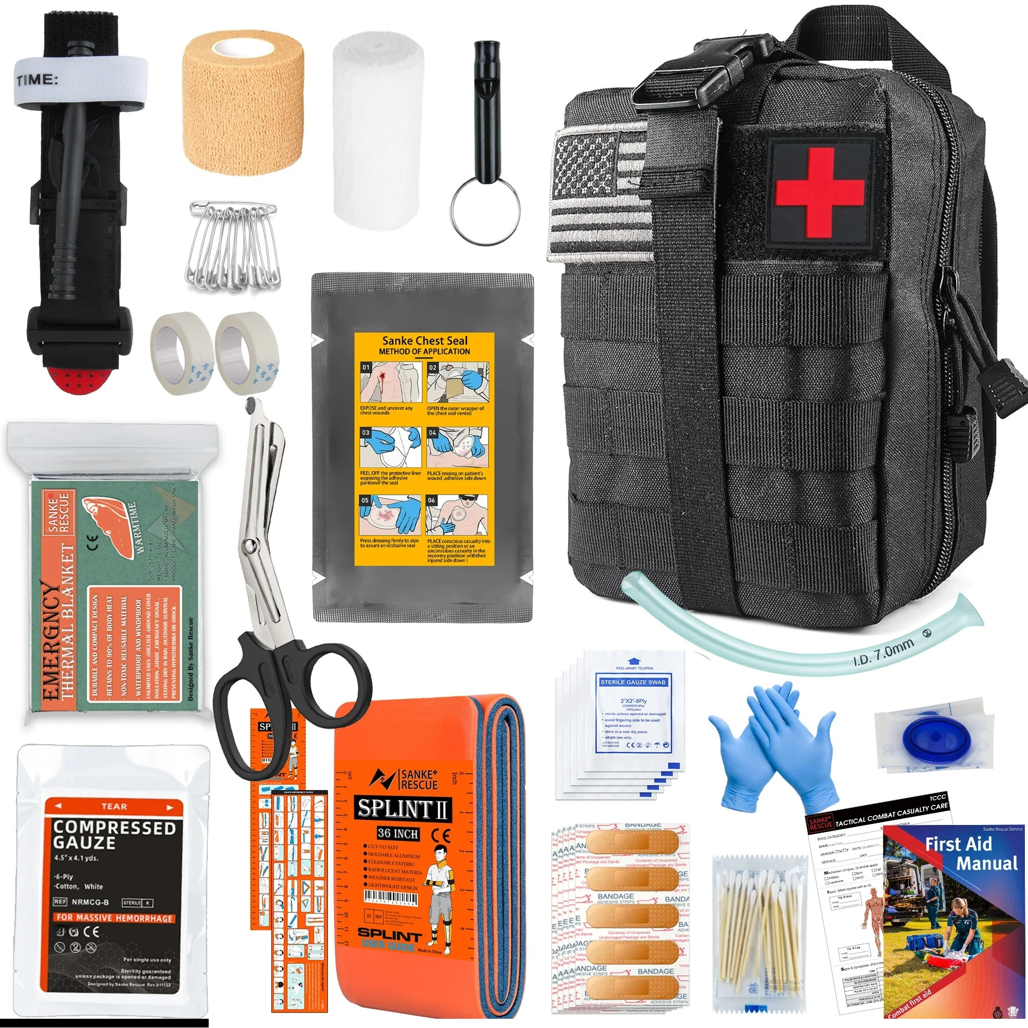 Survival Kit First Aid Survival Gear Molle System Compatible Bag Earthquake Outdoor IFAK EDC Hiking Hunting Gifts for Men