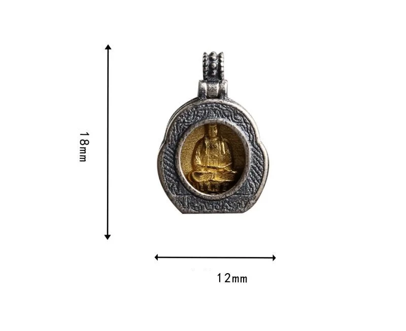 100% 925 Silver Gold Plated Buddhist Prayer Box Small Pendant Tibetan Jambhala Tara Ganesh Ksitigarbha Buddha Amulet Charm