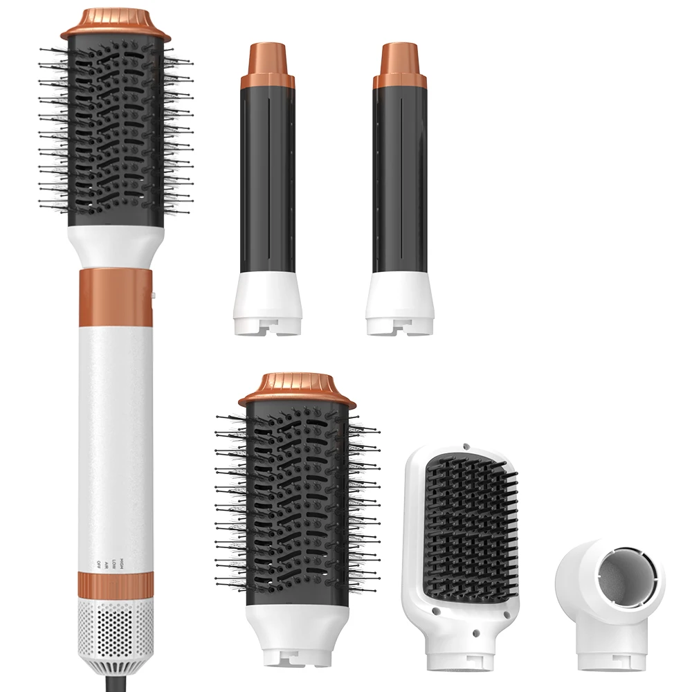 

Набор кистей для фена 5 в 1, профессиональный стайлер с горячим воздухом, съемная щетка для фена с автоматической оберткой, инструменты для укладки волос