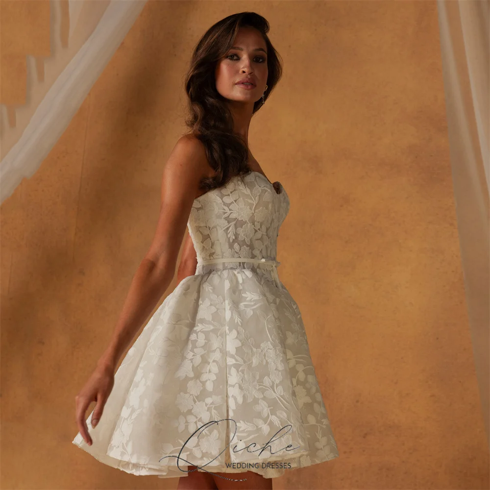 QICHE-vestido De Novia corto De encaje moderno, corte en A, escote en forma De corazón, tirantes finos, espalda abierta, vestido De fiesta, Vestidos De Novia personalizados, 2026