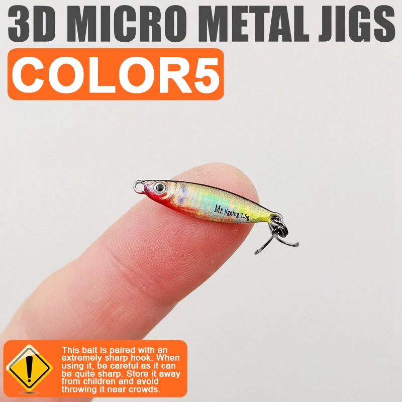 1,5/3/5g Mikro-Metall-Jigköder, Eisenplattenköder, 3D Mini VIB Köder, Gießlöffel, Paillettenköder für Angelzubehör – Detail 13