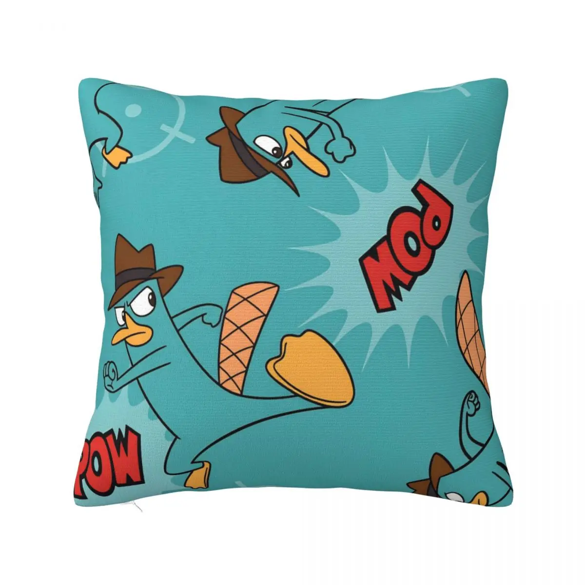 Funda de almohada Perry The Platypus, fundas de cojines de dibujos animados, funda de almohada decorativa personalizada con cremallera para sala de estar de 18"