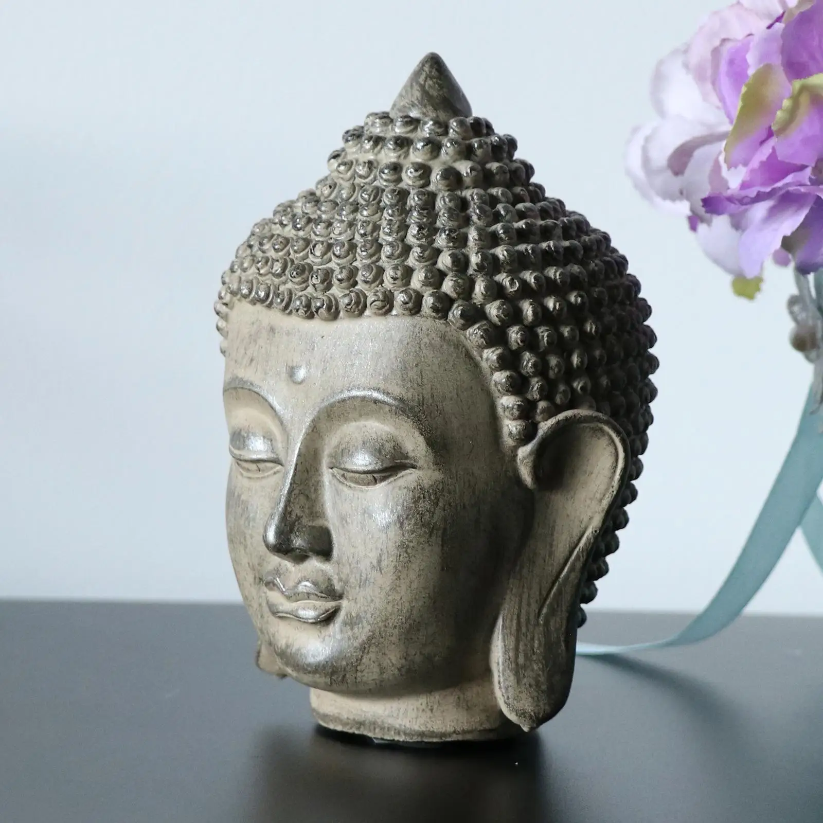 Holder Buddhism Polyresin Magical Light W Tealight Sculpture Pebbles Marble Finish Buddha Ornament for Garden Home Patio Outdoor