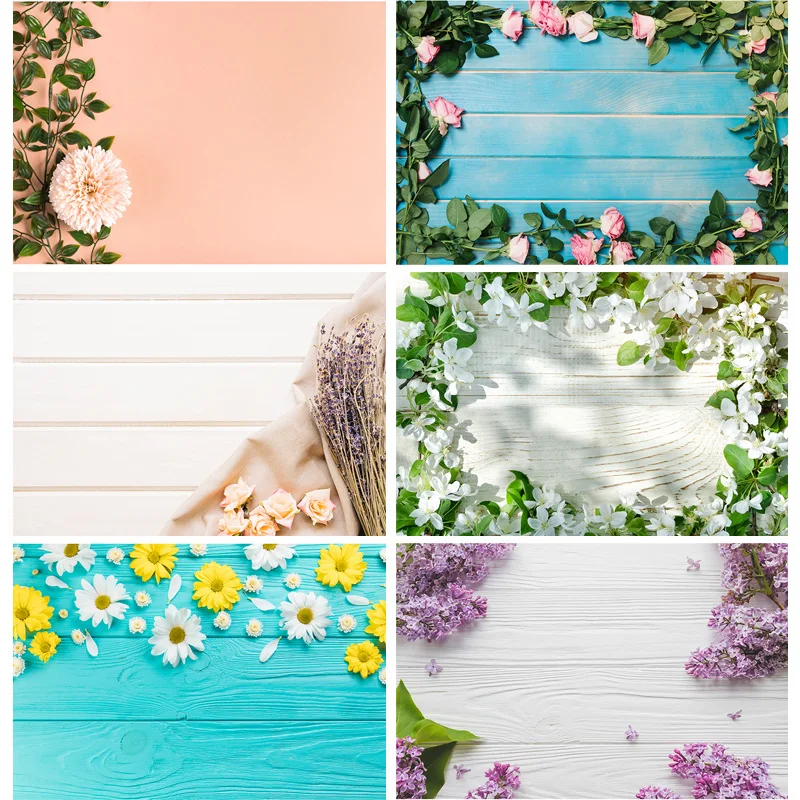 

Vinyl Custom Photography Backdrops Props Flower Wood Planks Photo Studio Background 21912 NNL-05