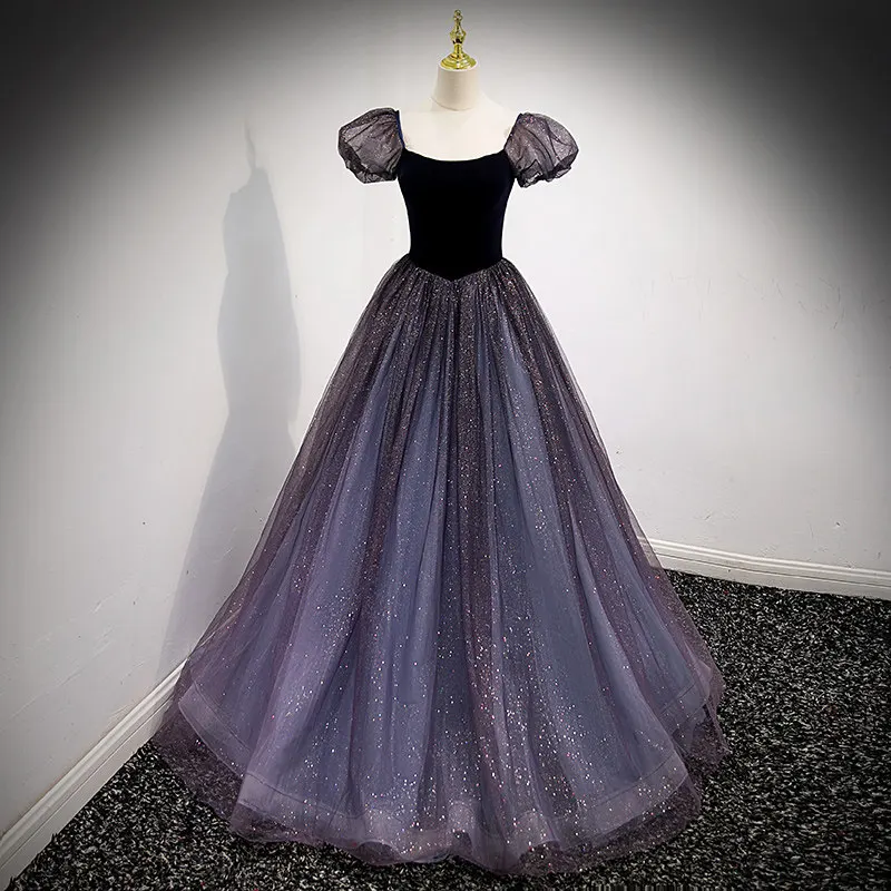 French Runaway Princess Hosts Performance Art Exam Costume Light Luxury High-end Banquet Starry Sky Fluffy Skirt Customized