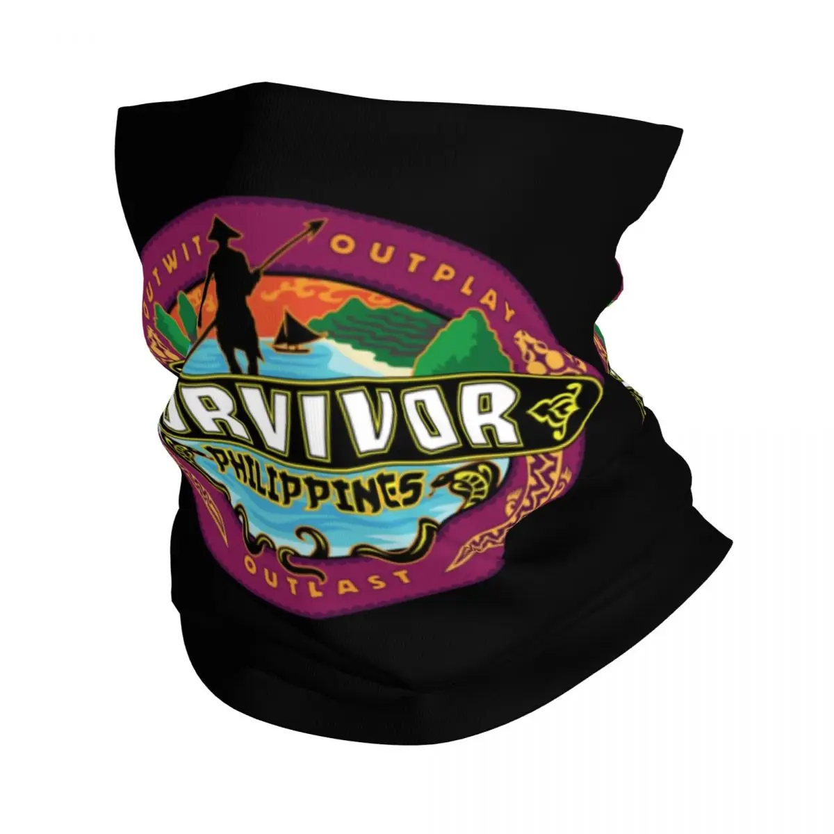 Custom Reality TV Survivor Philippines Neck Gaiter Women Men Windproof Winter Bandana Scarf for Cycling