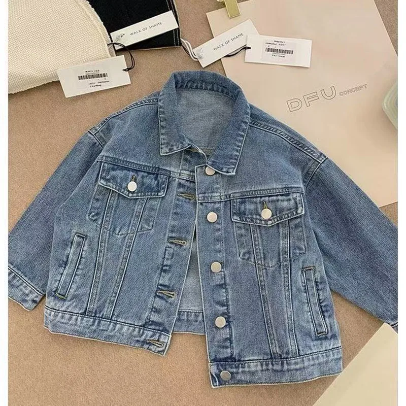 

2025 New Fashion Kids Denim Jacket For Girls Coat Spring Autumn Children Outerwear Baby Casual Jackets Costume 4-12 Year