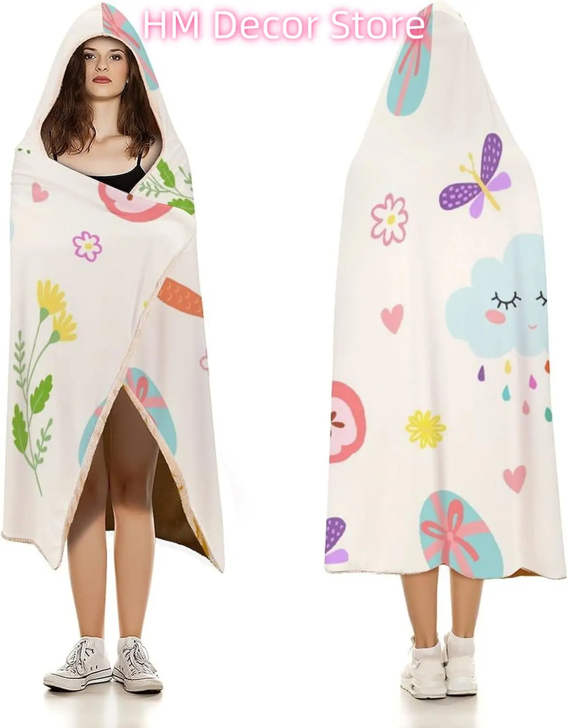 Custom Hooded Blanket - Wearable Oversized Cloak With Customized Photo, Text, or Name - Warm Blanket for Sleeping and Travel