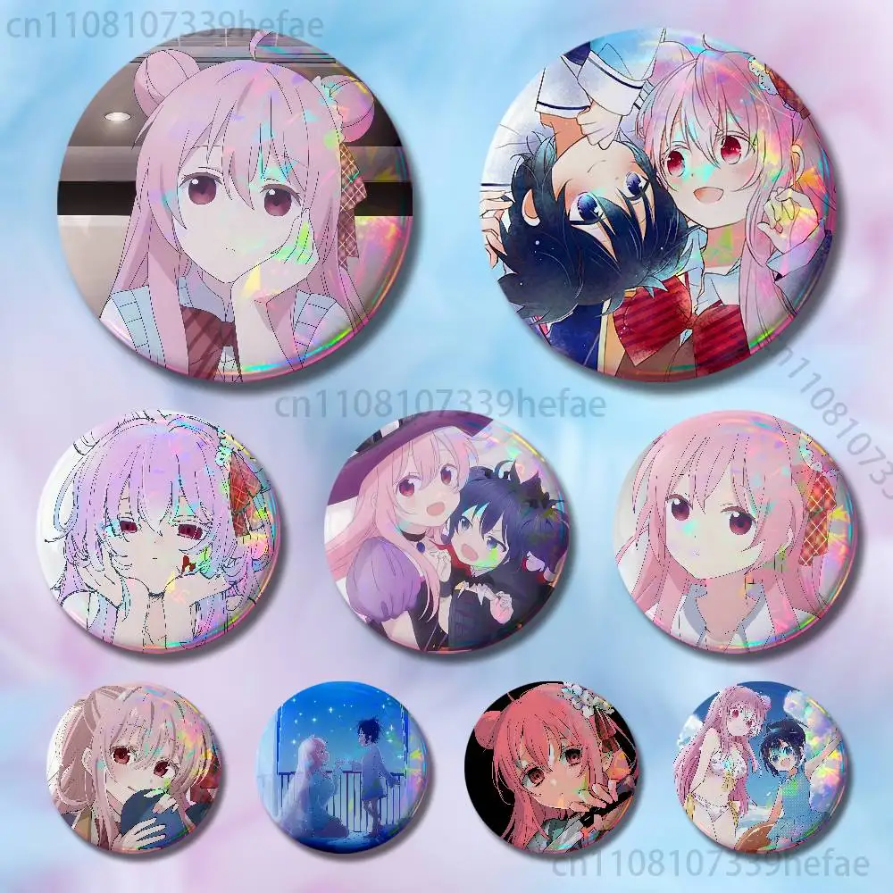 

H-Happy Sugar Life Pin Tinplate Round Brooch Cosplay Nijigen Otaku Culture Badges 58mm 44mm 32mm 75mm 25mm