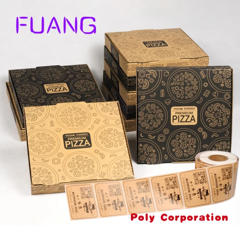 Cajas de Pizza de papel Kraft corrugado con logotipo personalizado, venta al por mayor, todos los tamaños 9, 10, 11, 12, 14, 18 pulgadas