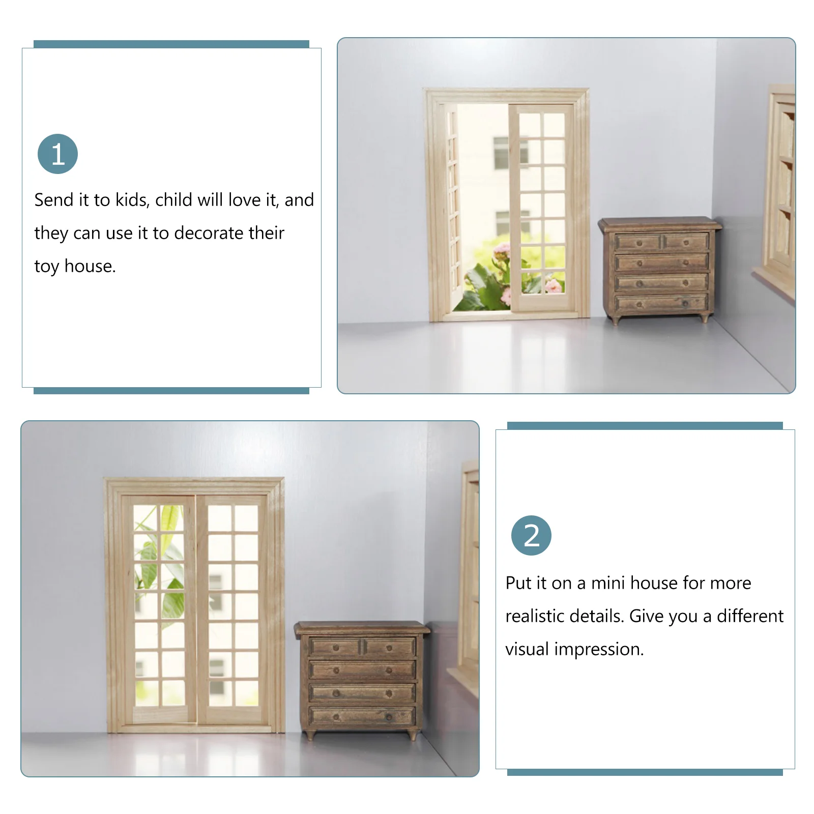 Door and Window Model Furniture Accessory Mini Decor Decoration Miniature Toy DIY Wooden Miniatures