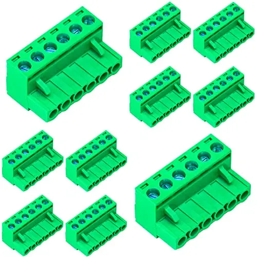 

10 Pcs 5.08mm 6 Pin Phoenix Type Connector Green PCB Screw Terminal Block 6 Pole