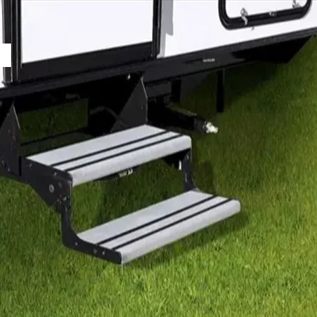 Dual Drop-Down Folding Stable Ladders RV Camper Stable Steps with Locks Caravan Accessories for Travel Camping Trailers