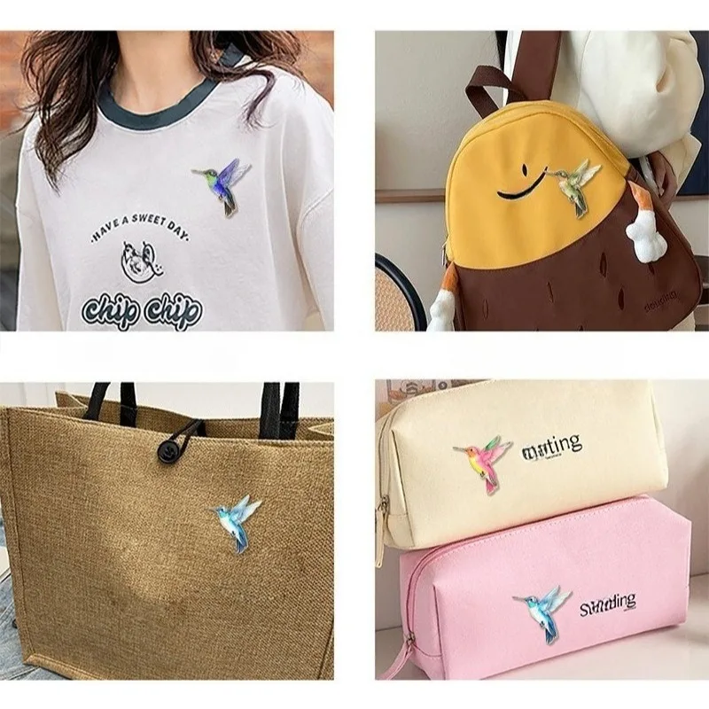 Cute Hummingbird Brooch Backpack Decor Bird Badge Metal DIY Clothes Bags Shoes Scarf Tshirt Jeans