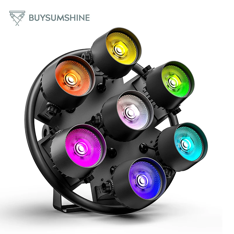 Buysumshine 350W RGB COB LED Retro Light DMX512 DJ Light 7x50W LED Par Light Stage Light Effect for Disco Party Concert Wedding