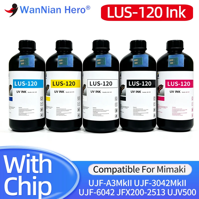 LUS-120 LUS120 UV Ink With Chip Compatible Replace Ink For Mimaki UJV55-320 UJF‑A3MkII UJF‑3042 6042 JFX200‑2513 UJV500 Printer