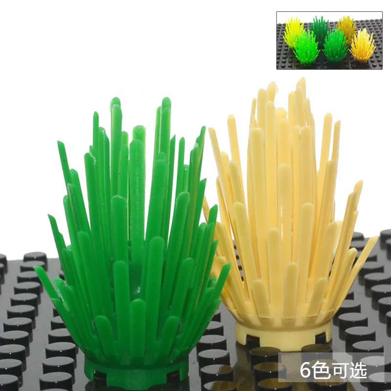 Building Block The Sand Plant Bush 2x2x4 Weed 6064 Garden Scene Accessories Thick Growth of Grass Compatible with Lego Part