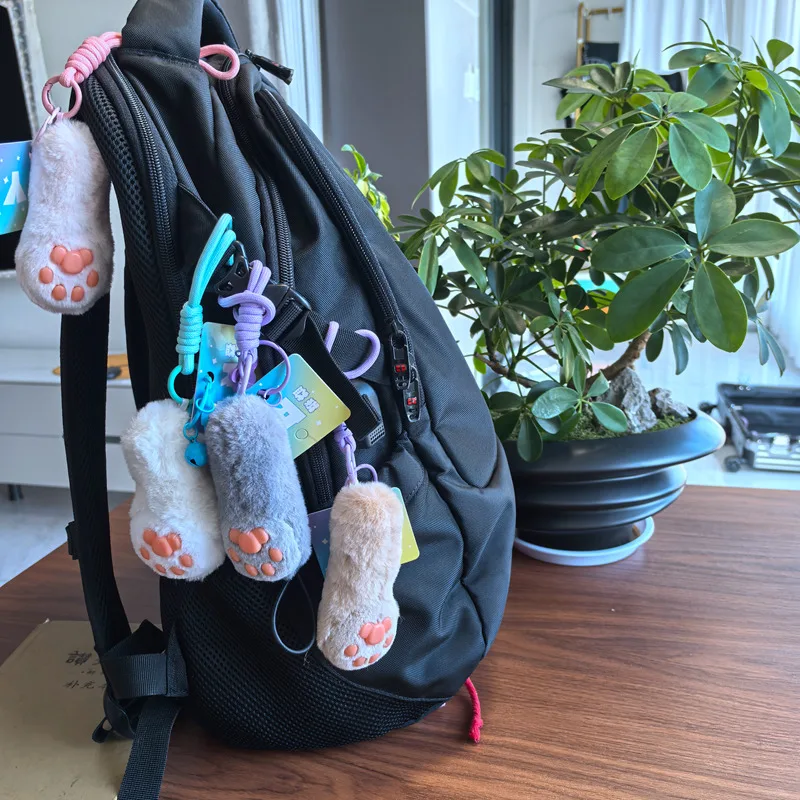 القط باو لينة محشوة ألعاب من القطيفة لطيف هريرة الكفوف بلوشيز المفاتيح على ظهره سحر معلقة المعلقات هدايا للفتيات عيد ميلاد