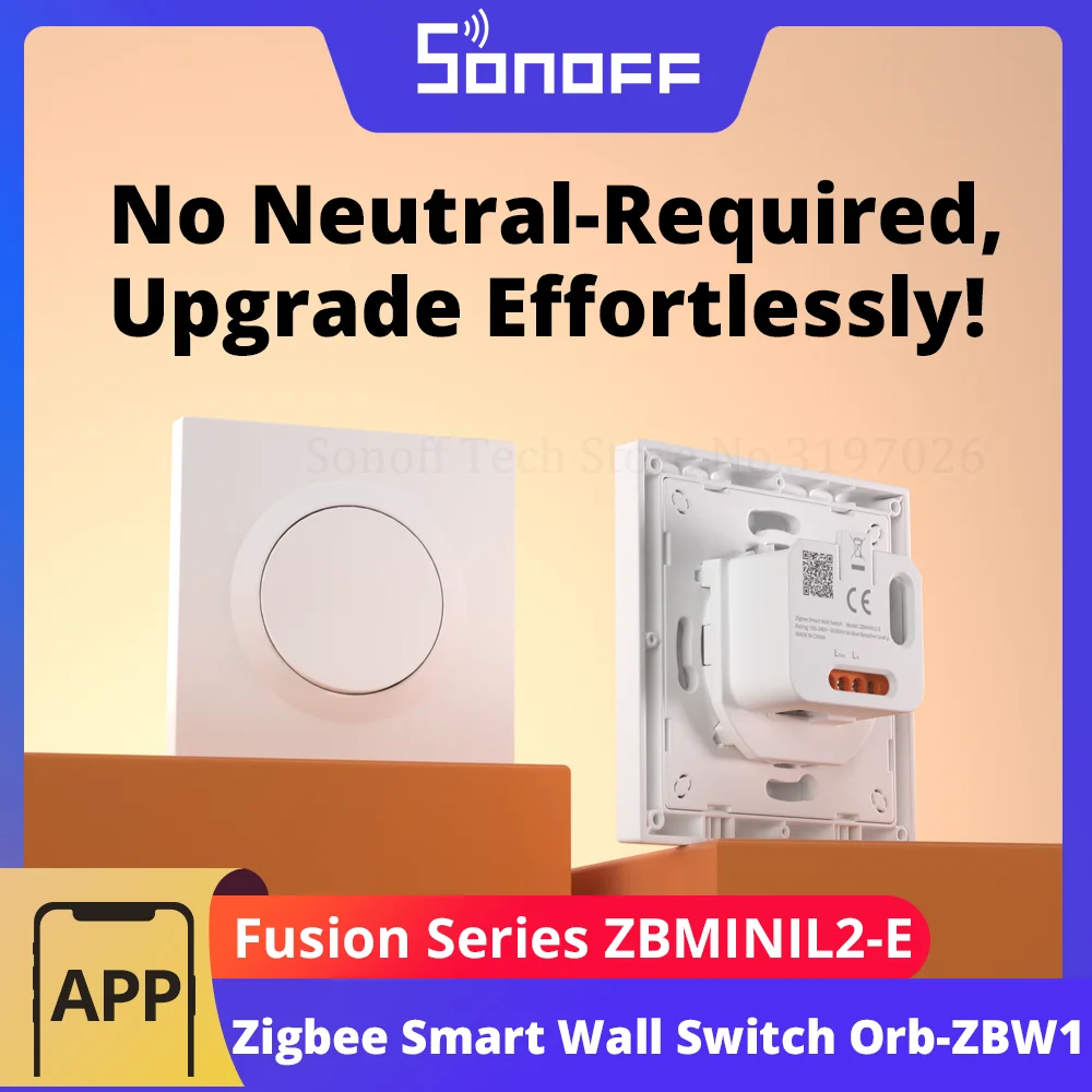 

SONOFF Orb-ZBW1L Умный настенный переключатель Zigbee серии Fusion ZBMINIL2-E Нейтральный не требуется Бесшовная интеграция с домашним помощником