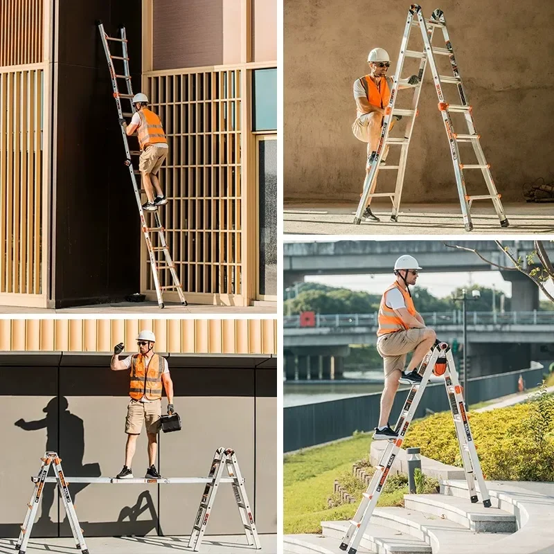 

Non-Slip 3 Step Folding Ladder Aluminum Alloy Herringbone Wide Platform for Household Outdoor Working