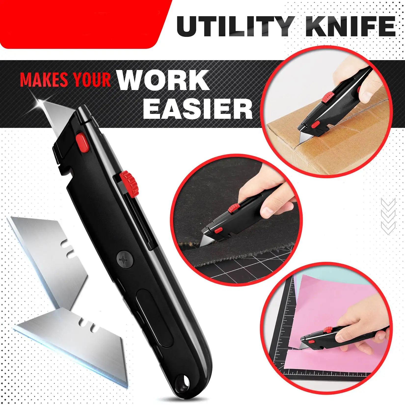 2 Pack Box Cutter Utility Knife Retractable and 10Pcs blade, Heavy Duty Box Knife Utility Knives Razor Knife Paper Knife.