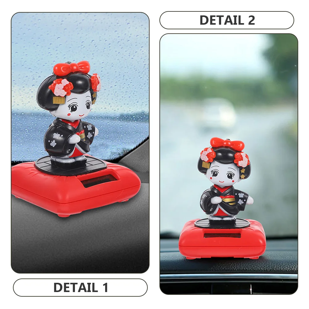 

2pcs Shaking Head Nodding Car Dashboard Ornaments Plastic Kimono Figurines Solar Powered Reusable Longtime Use Excellent