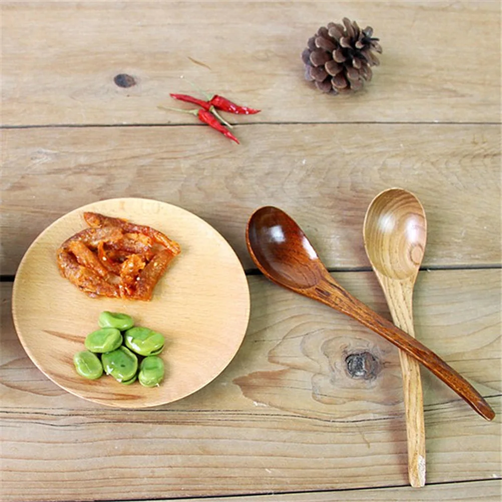 

2 Pcs Tortoise Shell Pattern Spoon Hand Carved Soup Porridge Natural Wooden Kitchen