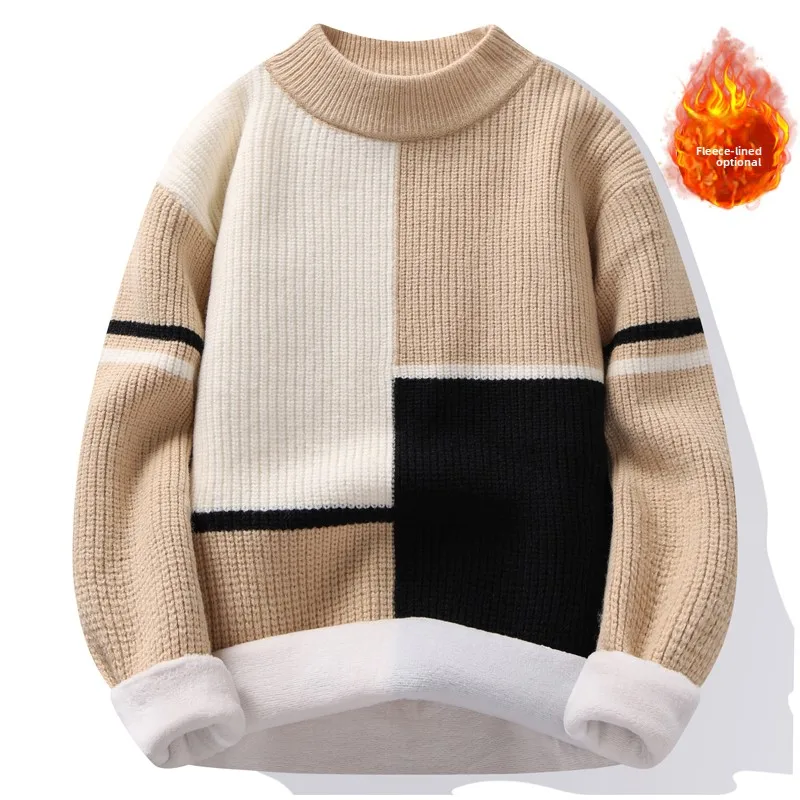 

2023 свитшот, новый мужской осенне-зимний повседневный теплый свитер с воротником, вязаный пуловер, топы, мужская одежда