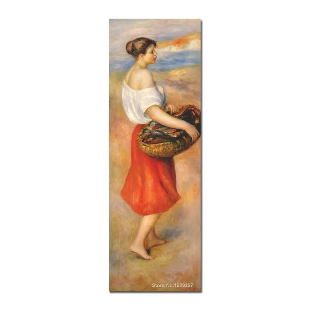 

oil reproductions of famous Pierre Auguste Renoir paintings Girl with a basket of fish Hand-painted High quality