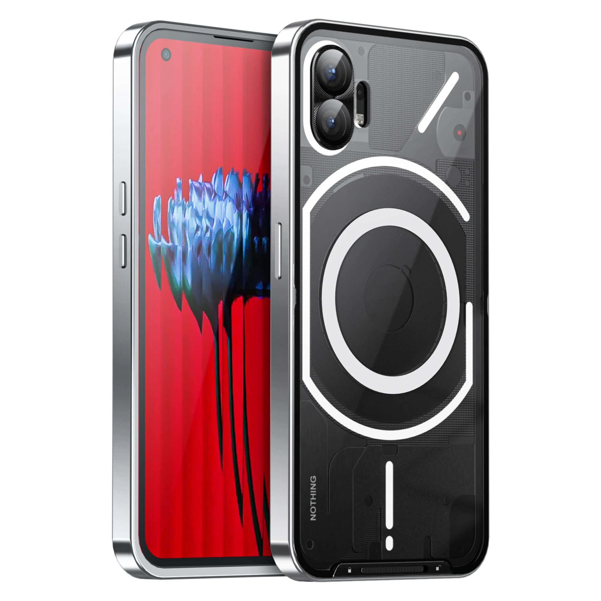 

Aluminum alloy frame Magnetic wireless charging Back Cover For Nothing Phone 2 6.7" Lens Protection Fall prevention Phone Case