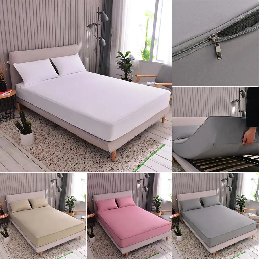 

Zipper Detachable Mattress Protector, Solid Color Brushed Six-sided Full-enclosed Dust Cover, Tatami Bed Cover 140x200/160x200CM