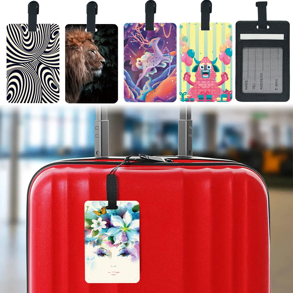 

Fashion Baggage Boarding Pu Tag Luggage Tag Personalized Luggage Boarding Pass Travel Accessories ID Name Address Mixed Pattern