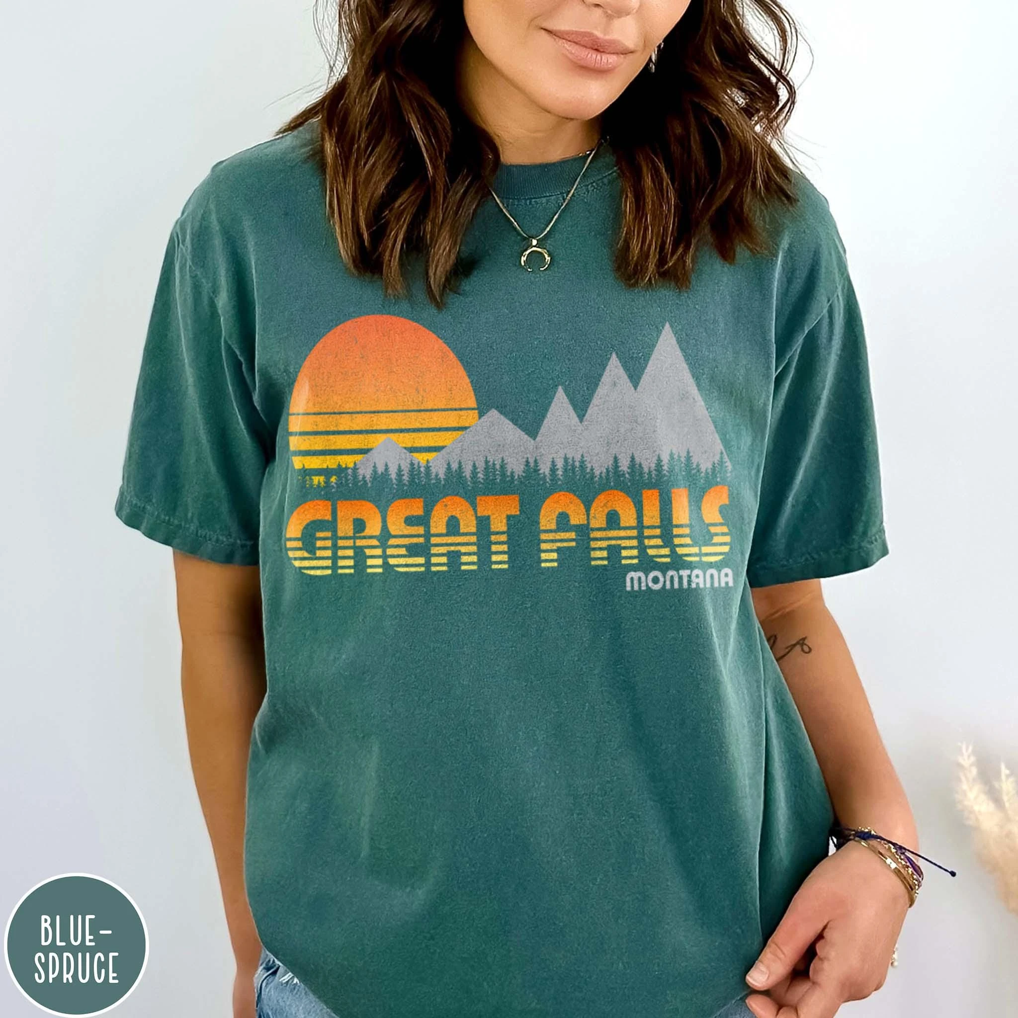 Great Falls Montana Shirt Montana Crewneck Rocky Mountains Montana Vacation Shirt Hiking Backpacking Fly Fishing Montana Gift